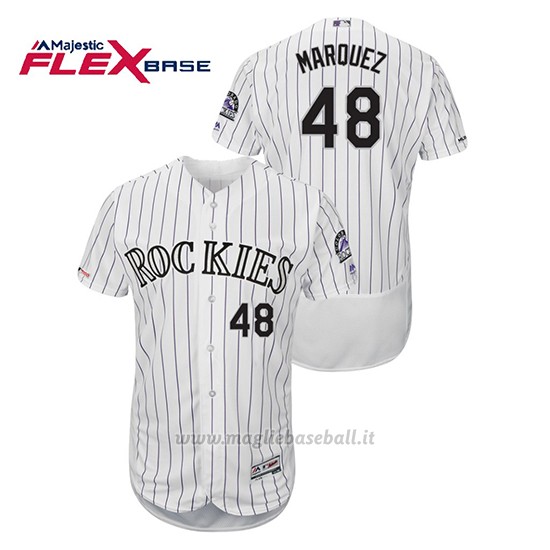 Maglia Baseball Uomo Colorado Rockies German Marquez 150th Aniversario Patch Flex Base Bianco
